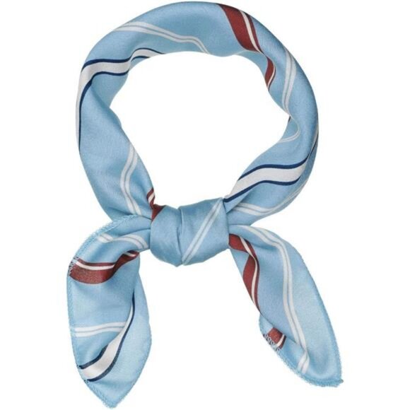 Small Stripe Print Square Neck Wrap Scarves Blue - Picture 1 of 5